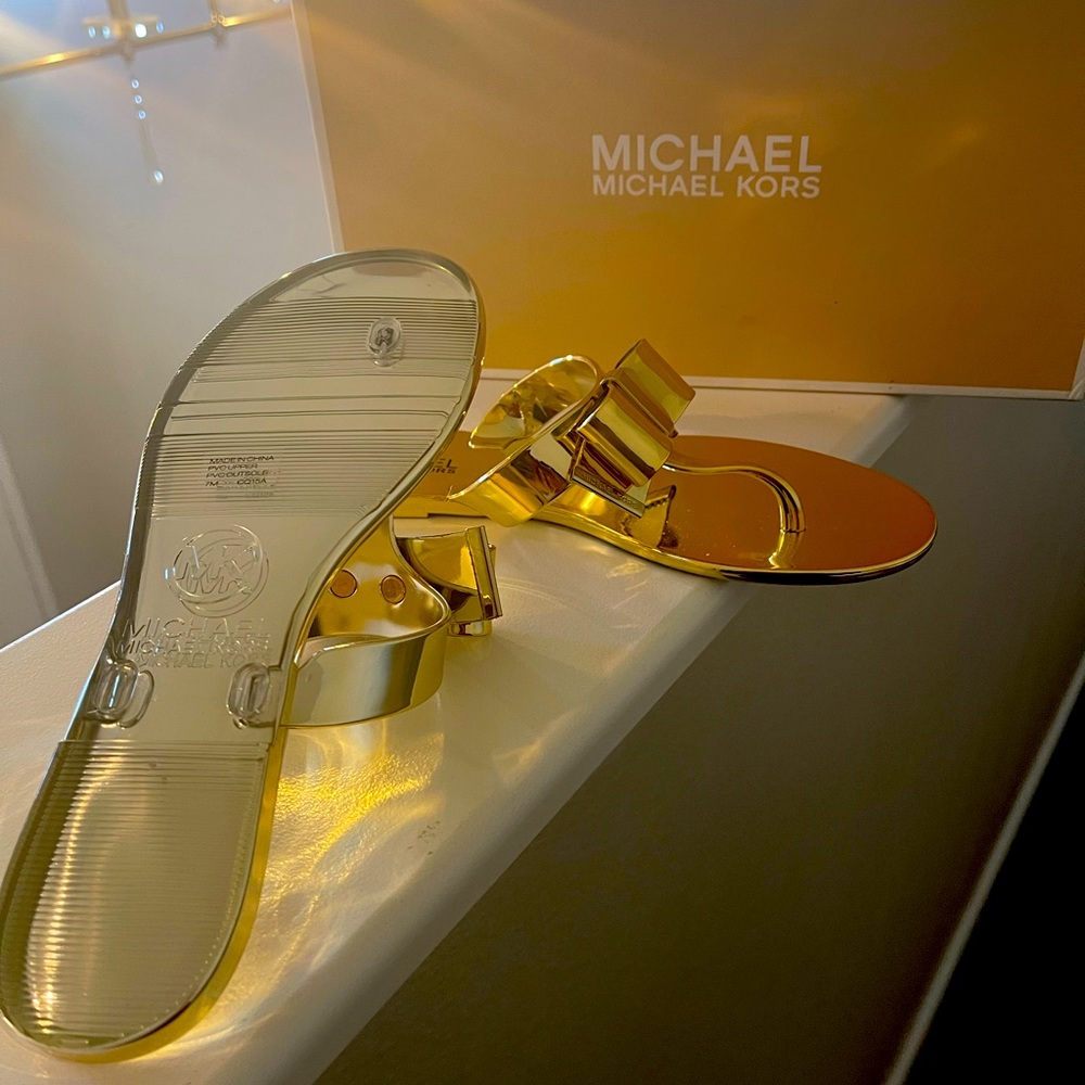 Michael Kors Gold Sandals new never worn